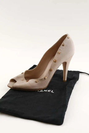 Talons Chanel Beige en Tissu
