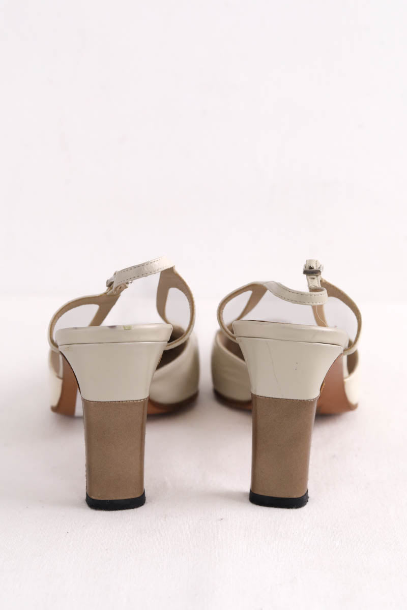 Talons Chanel Ecru en Cuir