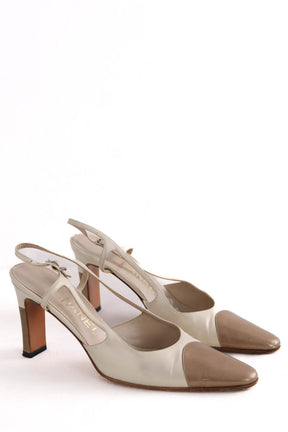 Talons Chanel Ecru en Cuir