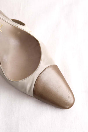 Talons Chanel Ecru en Cuir