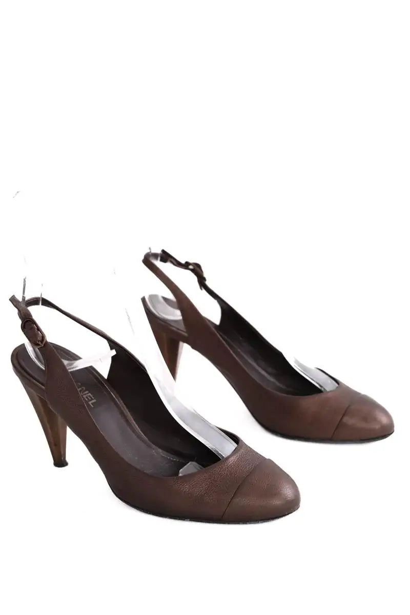 Talons Chanel Marron en Cuir