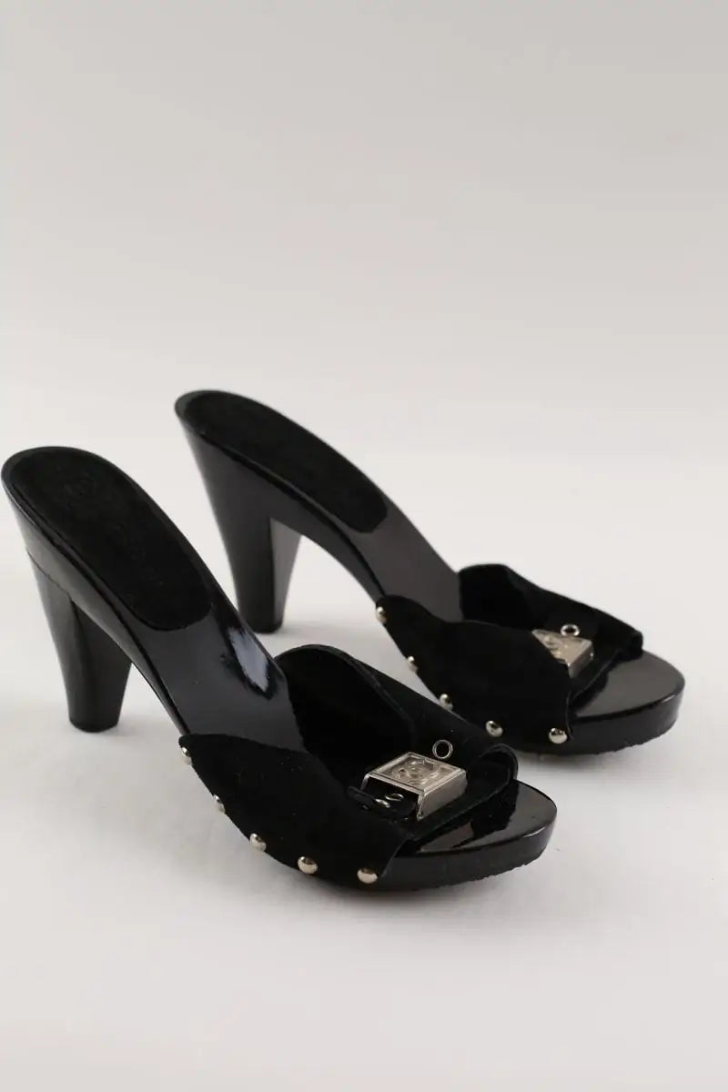 Talons Chanel Noir en Daim