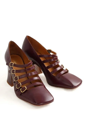 Talons Chloé Janis Bordeaux en Cuir