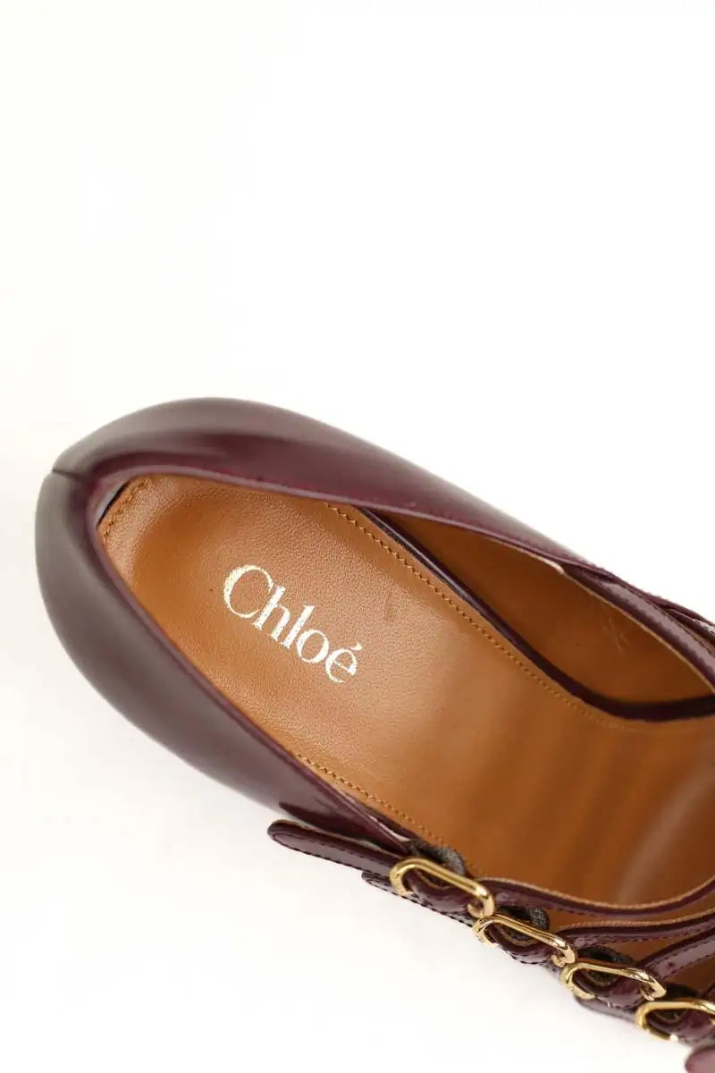 Talons Chloé Janis Bordeaux en Cuir