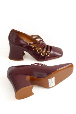 Talons Chloé Janis Bordeaux en Cuir