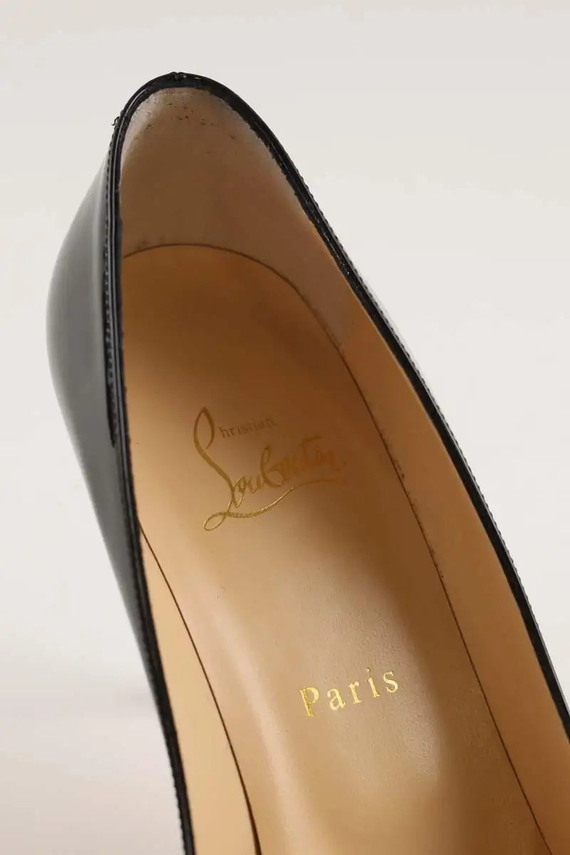Talons Christian Louboutin Dolly Pump 85 Noir en Cuir verni