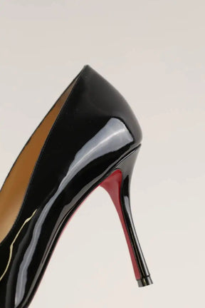 Talons Christian Louboutin Dolly Pump 85 Noir en Cuir verni
