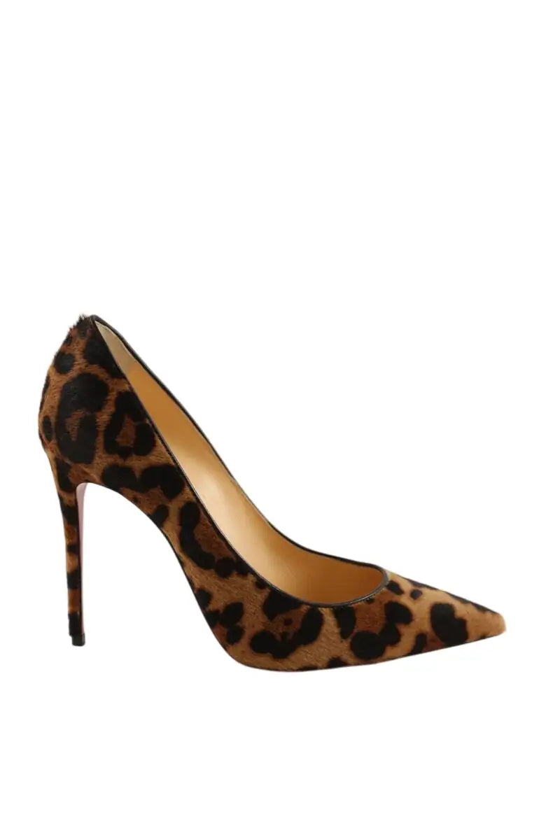 Talons Christian Louboutin Kate Marron en Fourrure, taille 38 - Seconde Main