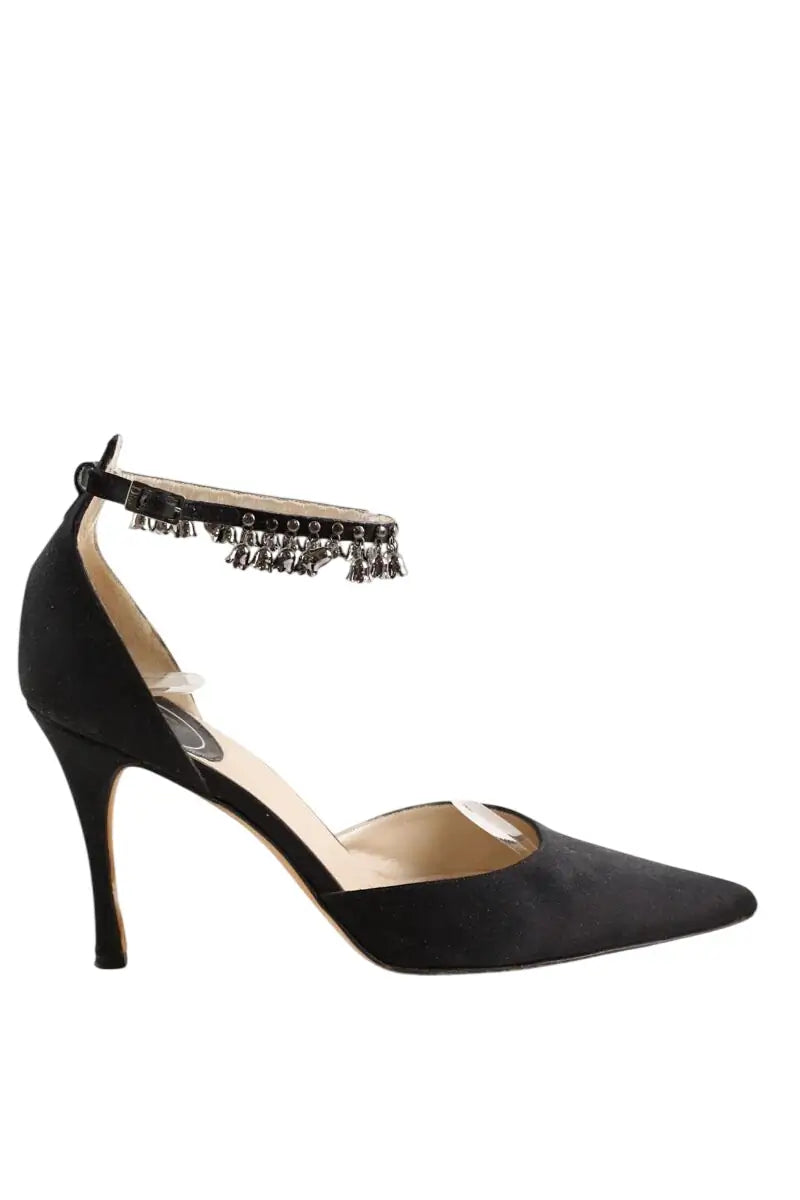 Talons Dior Noir en Tissu, taille 40 - Seconde Main