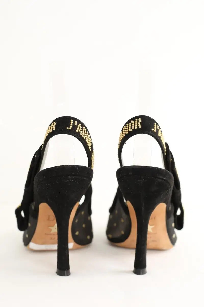 Talons Dior Slingback Noir en Cuir