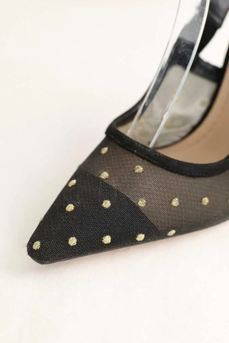 Talons Dior Slingback Noir en Cuir