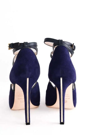 Talons Elie Saab Bleu en Daim