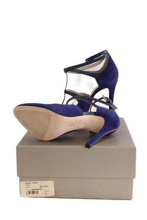 Talons Elie Saab Bleu en Daim