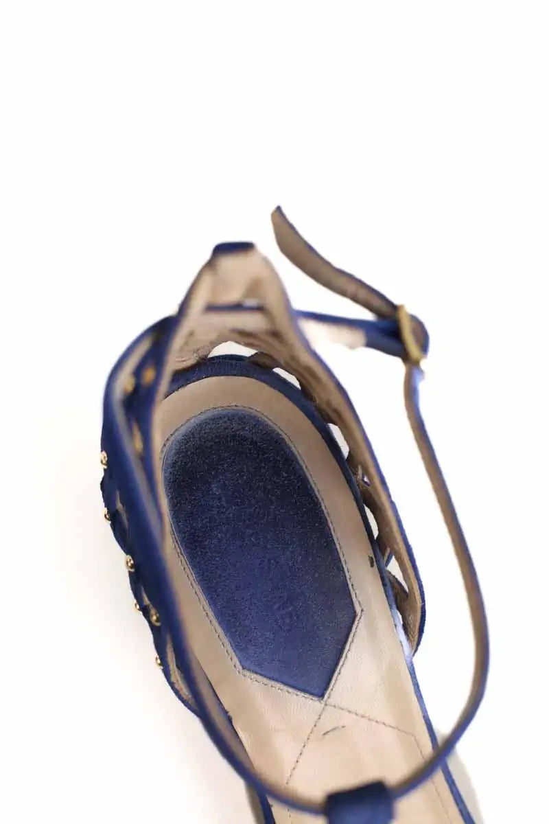Talons Elie Saab Bleu en Daim