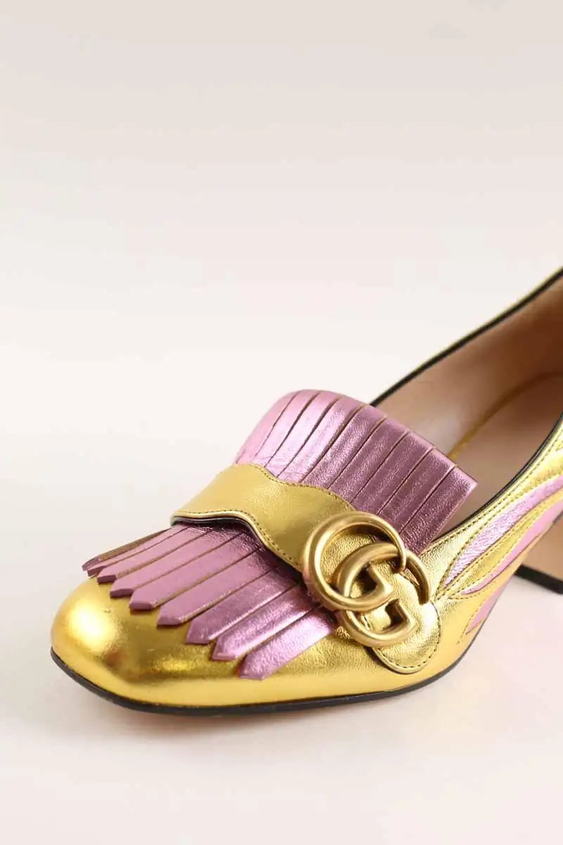 Talons Gucci Marmont Doré en Cuir