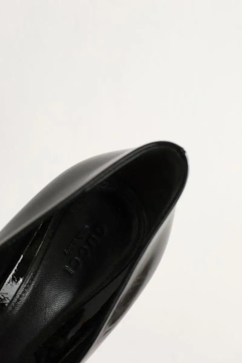 Talons Gucci vitello vernice soft nero Noir en Cuir verni