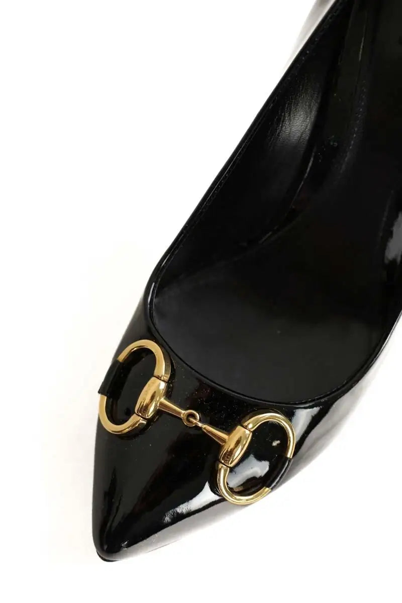 Talons Gucci vitello vernice soft nero Noir en Cuir verni