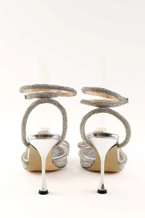 Talons Mach & Mach Double crystal bow Argent en Tissu