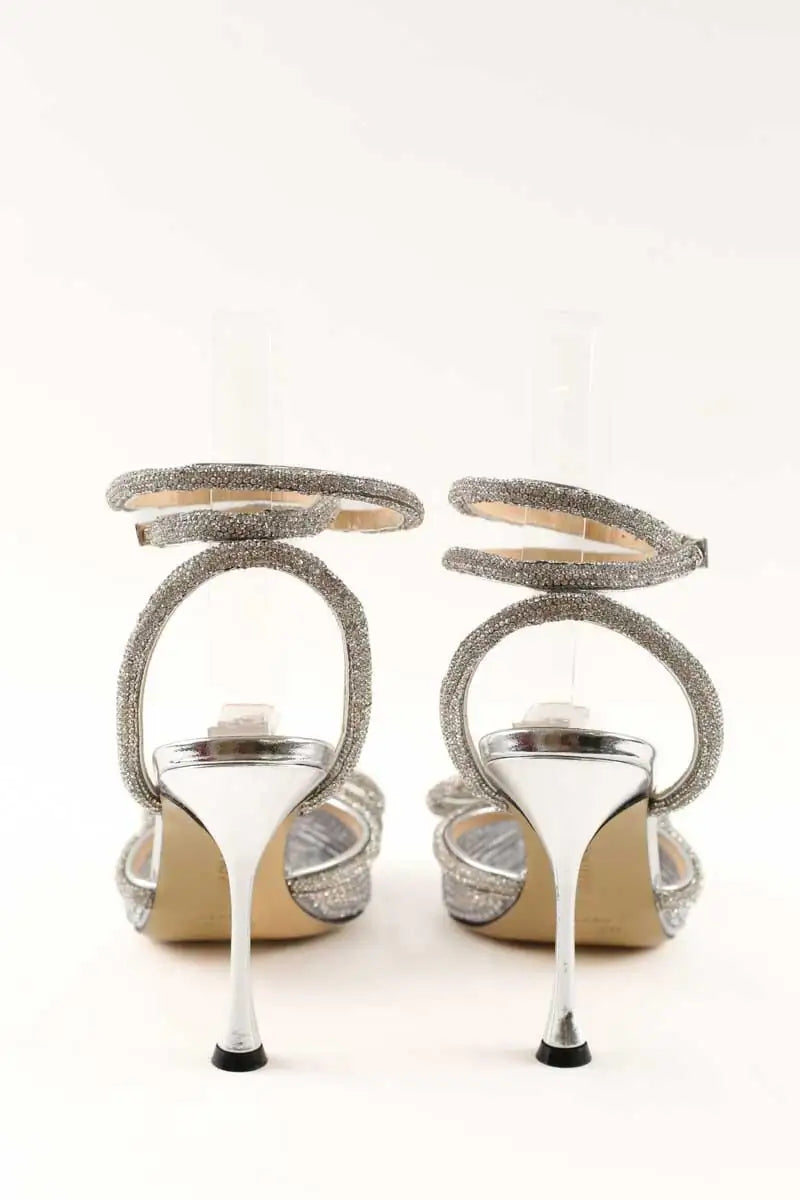 Talons Mach & Mach Double crystal bow Argent en Tissu