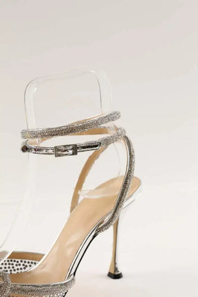 Talons Mach & Mach Double crystal bow Argent en Tissu