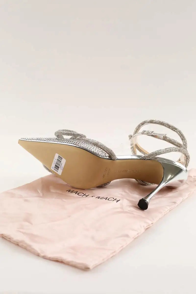 Talons Mach & Mach Double crystal bow Argent en Tissu