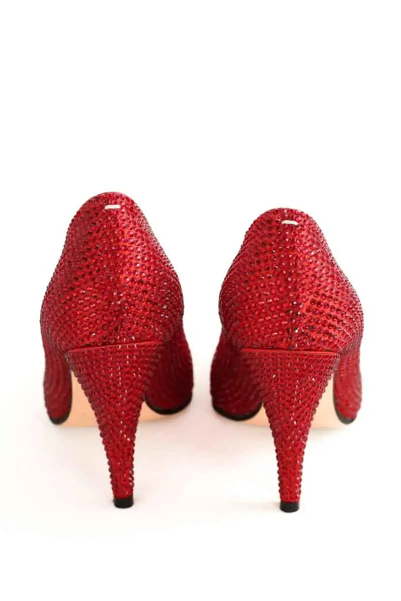 Talons Maison Martin Margiela Tabi Rouge en Paillettes