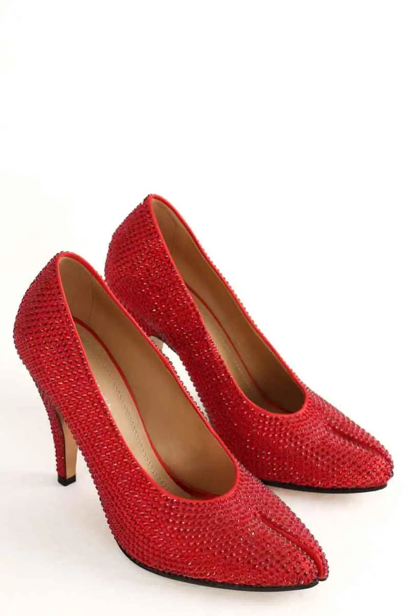 Talons Maison Martin Margiela Tabi Rouge en Paillettes