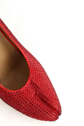 Talons Maison Martin Margiela Tabi Rouge en Paillettes
