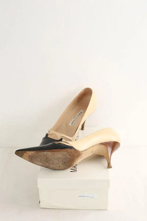 Talons Manolo Blahnik Beige en Cuir