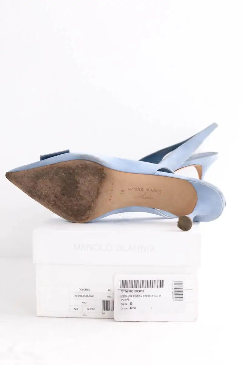 Talons Manolo Blahnik Bleu en Daim