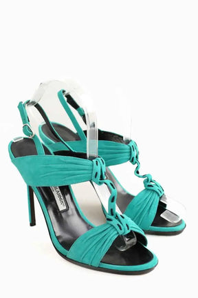Talons Manolo Blahnik Turquoise en Cuir