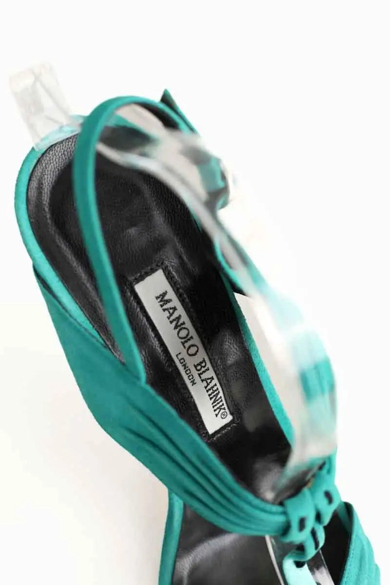 Talons Manolo Blahnik Turquoise en Cuir