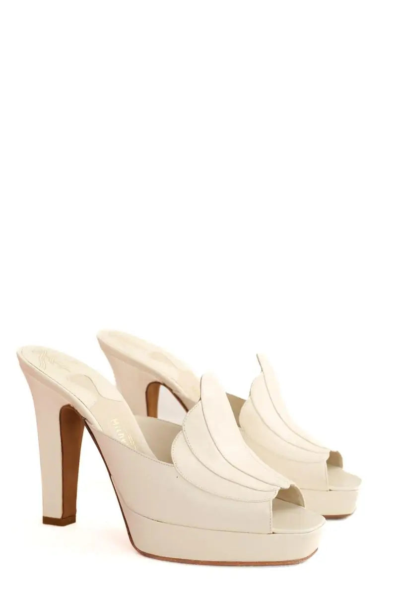 Talons Michel Perry Ecru en Cuir