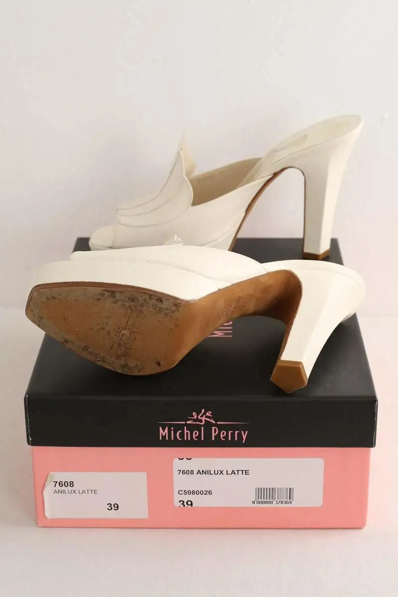 Talons Michel Perry Ecru en Cuir