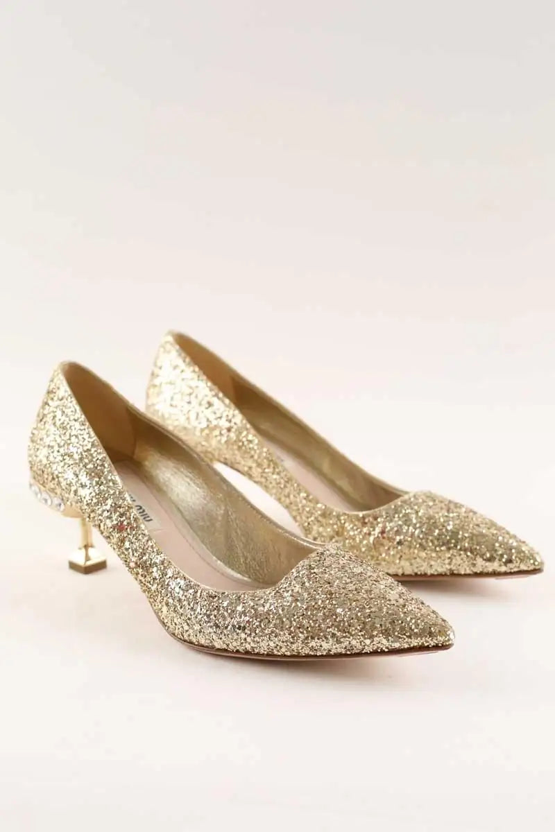 Talons Miu Miu Doré en Cuir
