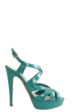 Talons Miu Miu Turquoise en Cuir, taille 36 - Seconde Main