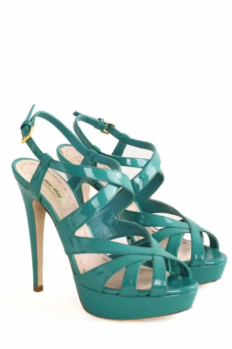 Talons Miu Miu Turquoise en Cuir