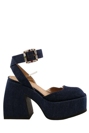 Talons Nodaleto Bleu en Tissu, taille 37 - Seconde Main