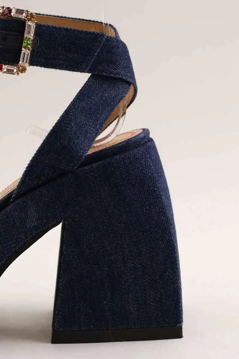 Talons Nodaleto Bleu en Tissu