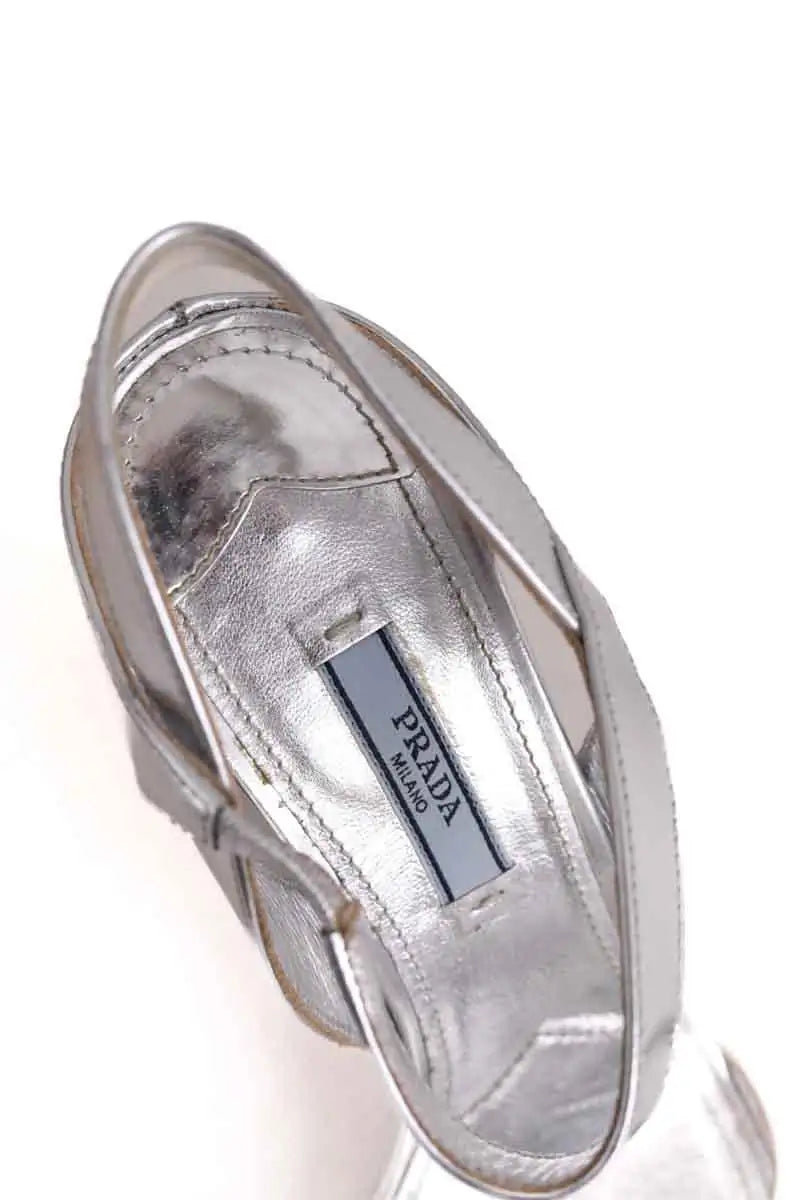 Talons Prada Argent en Cuir