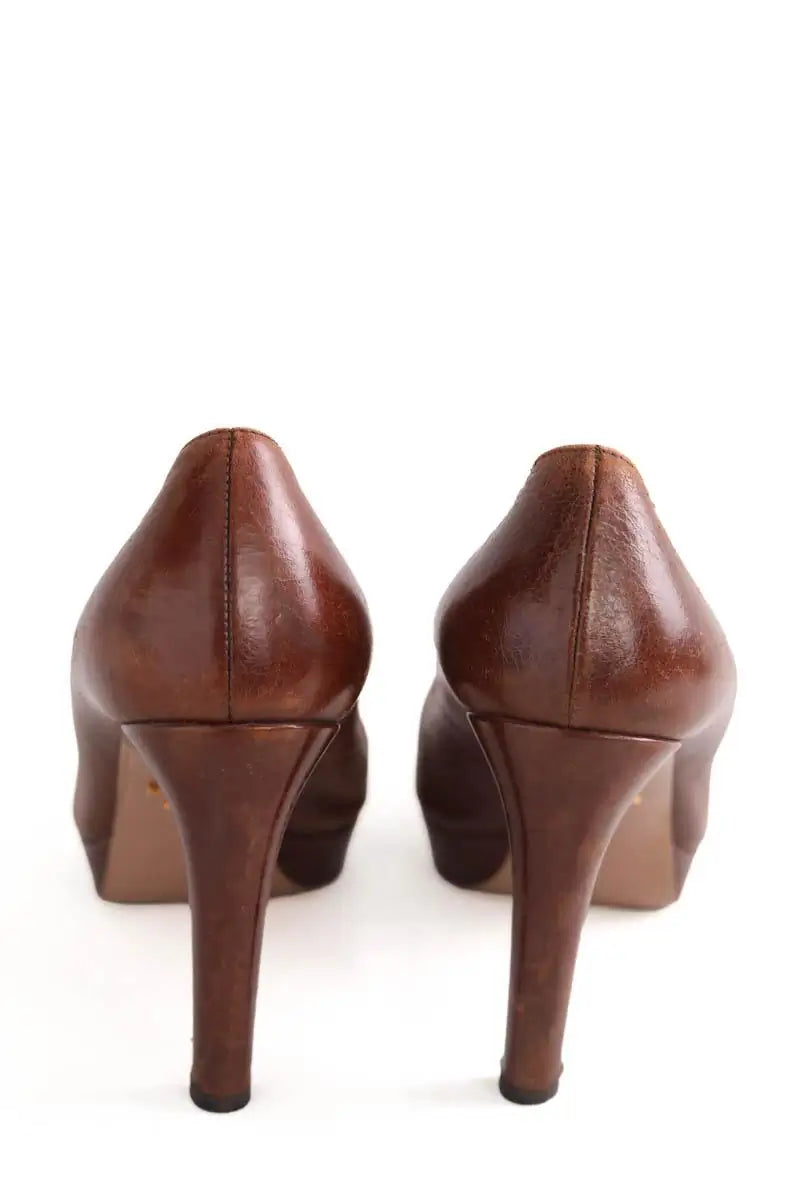 Talons Prada Marron en Cuir