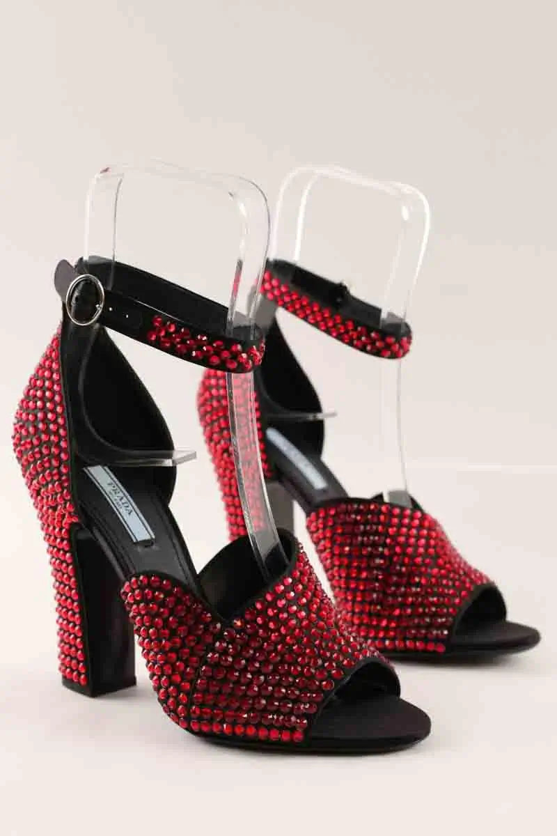 Talons Prada Rouge en Cuir