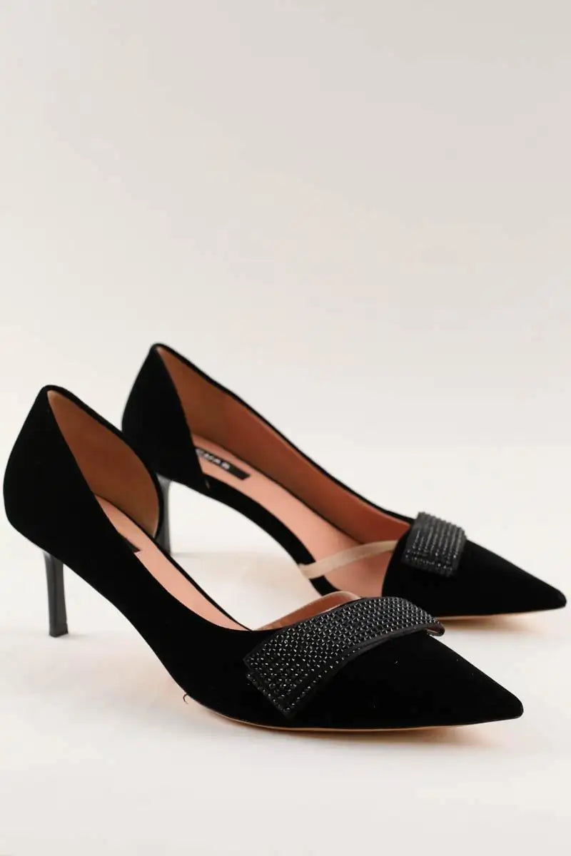 Talons Rochas Noir en Velours