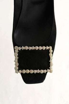 Talons Roger Vivier Flower Strass Buckle Noir en Cuir