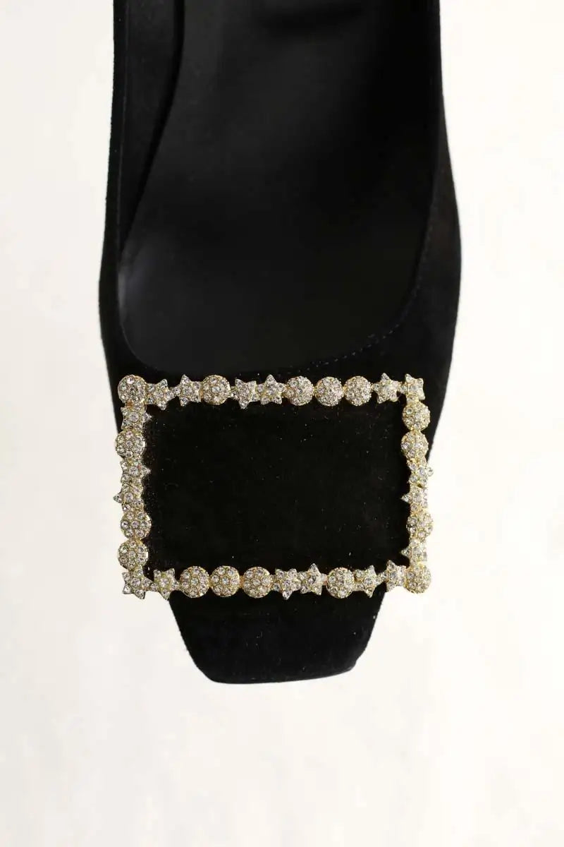 Talons Roger Vivier Flower Strass Buckle Noir en Cuir