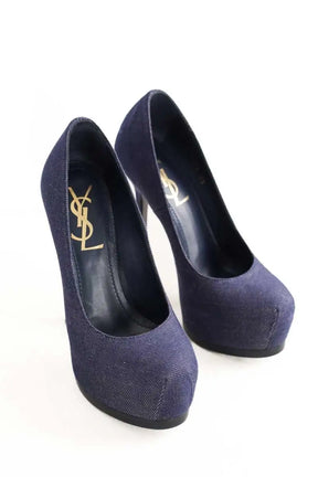Talons Saint Laurent Bleu en Tissu