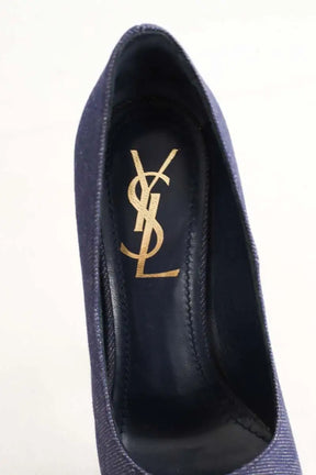 Talons Saint Laurent Bleu en Tissu