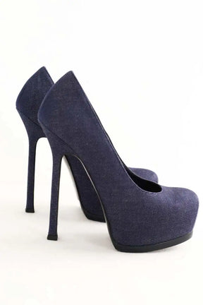 Talons Saint Laurent Bleu en Tissu