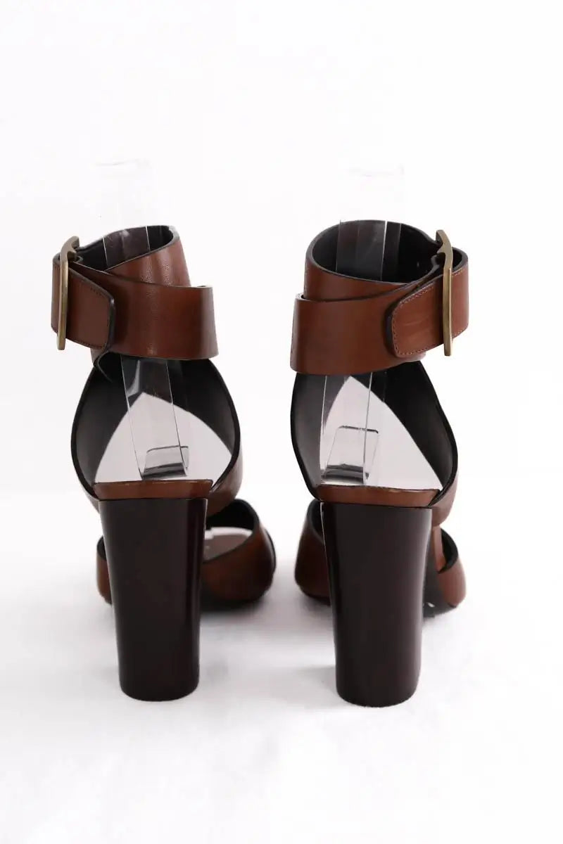 Talons Saint Laurent Marron en Cuir