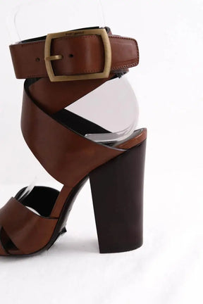 Talons Saint Laurent Marron en Cuir